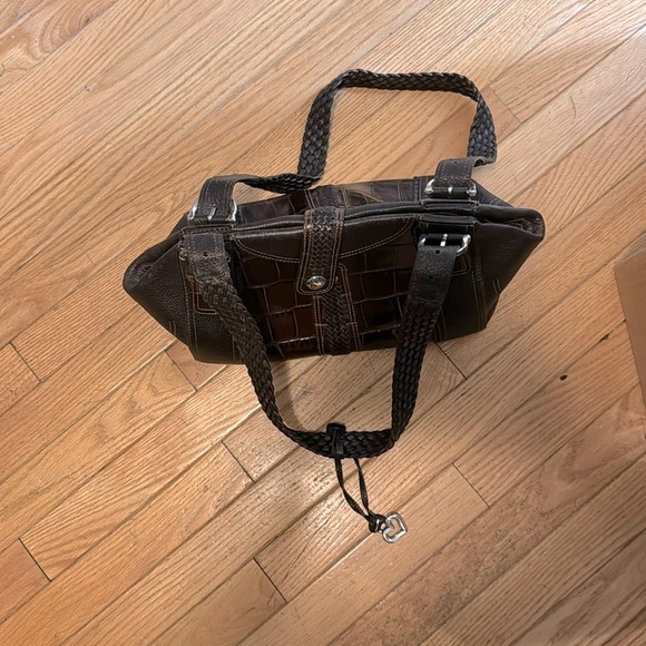 Like New leather/crocodile authentic Brighton double shoulder satchel w/serial# - Picture 1 of 16